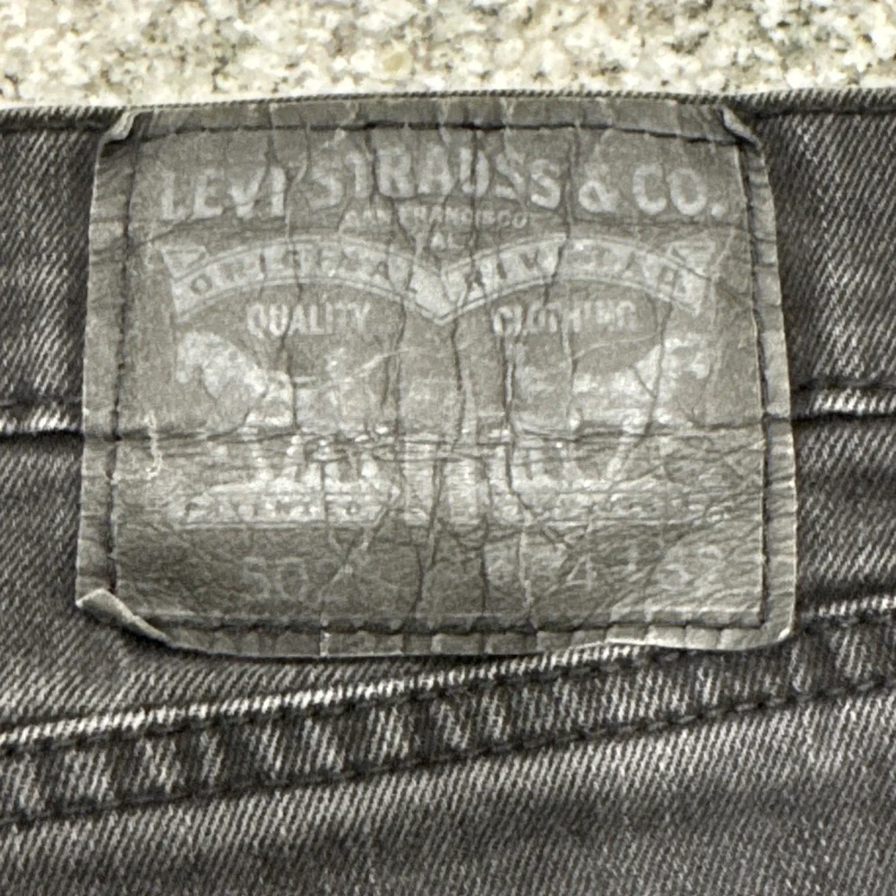 Levi's 502 Tapered Jeans‎ Mens 34x32 Black Charcoal Denim Regular Fit #526